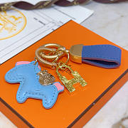 Hermes Horse Blue Keychain  - 3