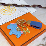 Hermes Horse Blue Keychain  - 4