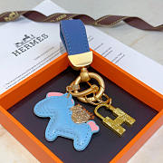 Hermes Horse Blue Keychain  - 2