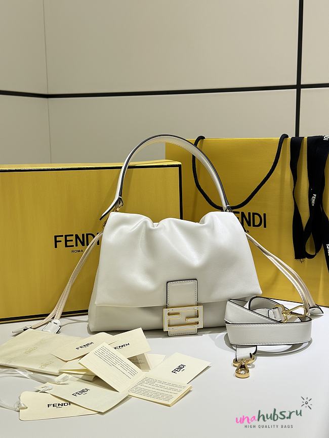 Fendi Mamma Baguette Medium White - 26.5x18x8.5cm - 1