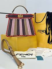 	 Fendi Peekaboo ISeeU Petite Multicolour interlaced leather pink bag 27/11/20cm - 1