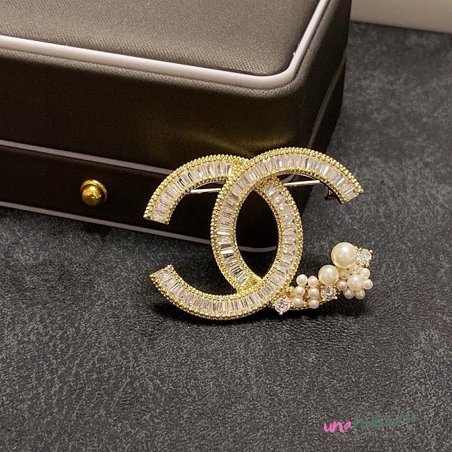 Chanel Gold And Crystal Brooch - 1