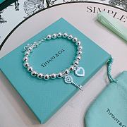 Tiffany & Co. Blue Heart Tag Bead Bracelet in Silver  - 1