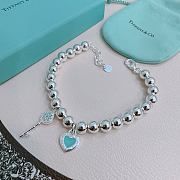 Tiffany & Co. Blue Heart Tag Bead Bracelet in Silver  - 2