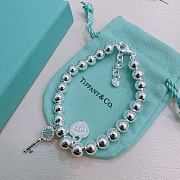 Tiffany & Co. Blue Heart Tag Bead Bracelet in Silver  - 3