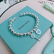 Tiffany & Co. Blue Heart Tag Bead Bracelet in Silver  - 4