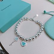 Tiffany & Co. Blue Heart Tag Bead Bracelet in Silver  - 5