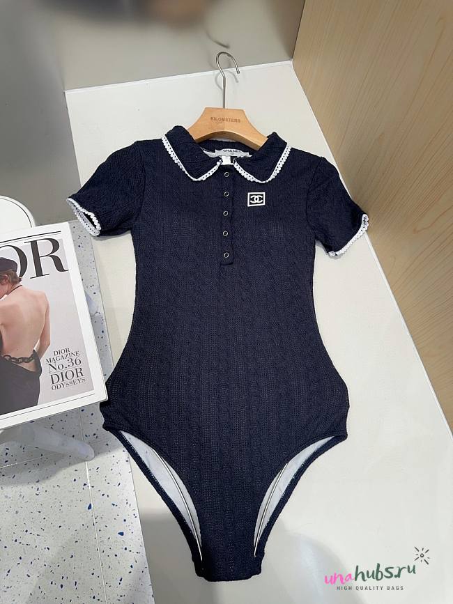 Chanel Navy Blue One Piece Swimwear - 1