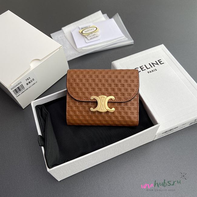 Celine Triomphe Brown Wallet - 10.5×9×3cm - 1