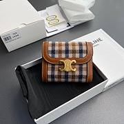 CELINE SMALL FLAP WALLET TRIOMPHE IN VICHY TEXTILE AND CALFSKIN  - 1