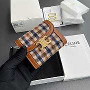 CELINE SMALL FLAP WALLET TRIOMPHE IN VICHY TEXTILE AND CALFSKIN  - 6