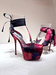 Christian Louboutin Cassia Lace Up Alta 160 mm Strappy pumps - Roses printed crepe satin - 1