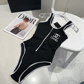 Chanel Swimwear One Piece in black/white