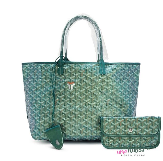 Goyard Pearly Green Goyardine Canvas and Chevroches Calfskin Saint Louis PM Tote - 1