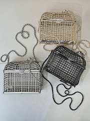 Chanel Birdcage minaudiere, Silver-tone metal & strass, silvery & crystal 16x16x7.5cm - 1