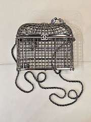 Chanel Birdcage minaudiere, Silver-tone metal & strass, silvery & crystal 16x16x7.5cm - 4