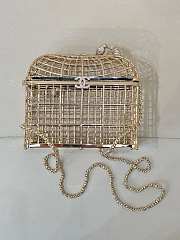 Chanel Birdcage minaudiere, Silver-tone metal & strass, silvery & crystal 16x16x7.5cm - 3