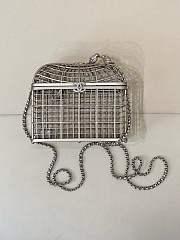 Chanel Birdcage minaudiere, Silver-tone metal & strass, silvery & crystal 16x16x7.5cm - 2