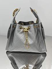 Chanel Drawstring Silver Bag Caviar Leather -30x26x14cm - 1