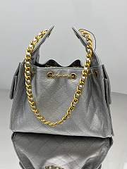 Chanel Drawstring Silver Bag Caviar Leather -30x26x14cm - 6