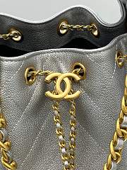 Chanel Drawstring Silver Bag Caviar Leather -30x26x14cm - 5