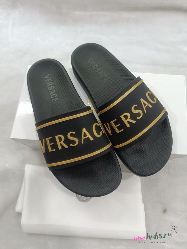 Versace Olympus Slides Logo Pool Black - 1