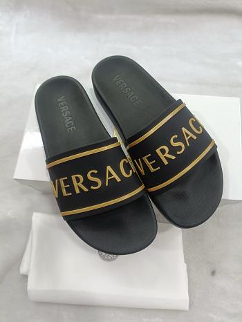 Versace Olympus Slides Logo Pool Black