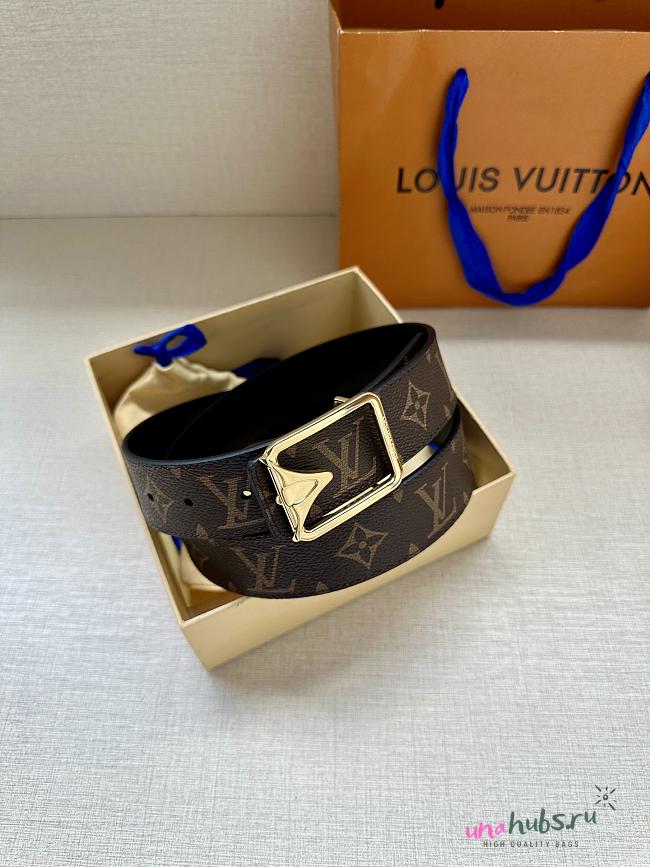 Louis Vuitton Monogram Brown Leather Belt 3.4cm - 1