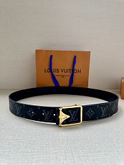 	 Louis Vuitton Monogram Black Leather Belt 3.4cm - 1