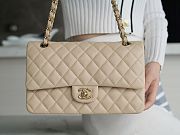 Chanel Medium Classic Flap Bag In Light Beige Lambskin Leather 25cm - 3