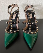 VALENTINO Garavani Rockstud PUMP Green Patent Leather Heels Shoes - 3