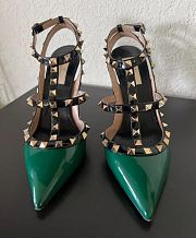 VALENTINO Garavani Rockstud PUMP Green Patent Leather Heels Shoes - 4