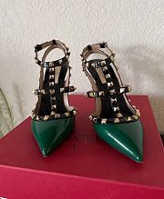 VALENTINO Garavani Rockstud PUMP Green Patent Leather Heels Shoes - 5