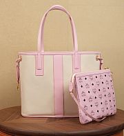 MCM Pink Visetos Coated Canvas and Leather Reversible Shopper Tote 36*17*28cm - 5