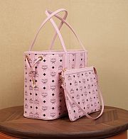 MCM Pink Visetos Coated Canvas and Leather Reversible Shopper Tote 36*17*28cm - 3