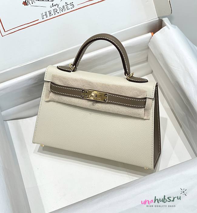 	 Hermes Mini Kelly 19cm Epsom Leather With White Stitching in 2 colors - 1