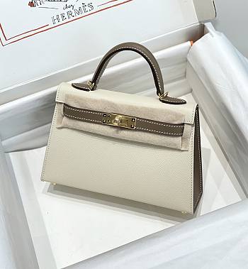 	 Hermes Mini Kelly 19cm Epsom Leather With White Stitching in 2 colors