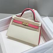 	 Hermes Mini Kelly 19cm Epsom Leather With White Stitching in 2 colors - 3
