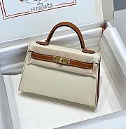 	 Hermes Mini Kelly 19cm Epsom Leather With White Stitching in 2 colors - 2