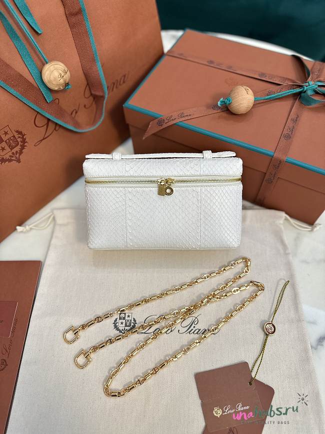 Loro Piana Extra Poket L19 Python White Leather -  19×11×6.5cm - 1