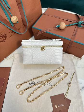 Loro Piana Extra Poket L19 Python White Leather -  19×11×6.5cm