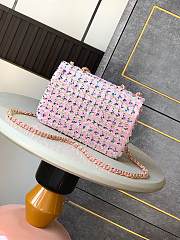	 CHANEL Sequin Mini Rectangular Flap Pink Blue 20cm - 3