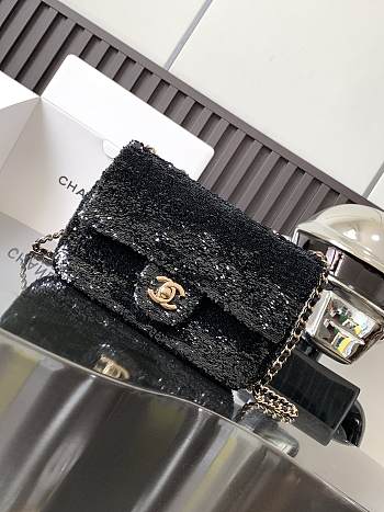 Chanel Mini Classic Flap Bag Sequins Bag in 3 colors - 20x15x7cm