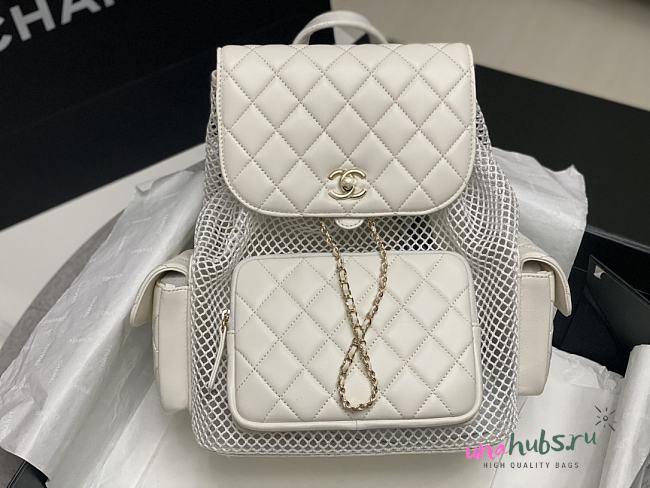 Chanel Backpack, Mesh, shiny lambskin & gold-tone metal - 1
