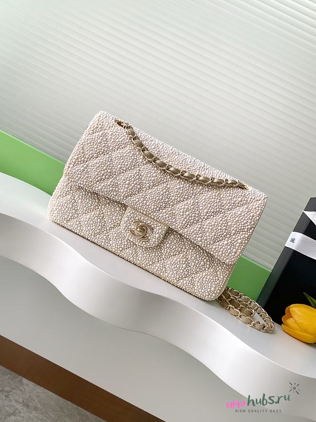 Chanel Medium Classic Flap Bag Crystal in Black/Beige - 1