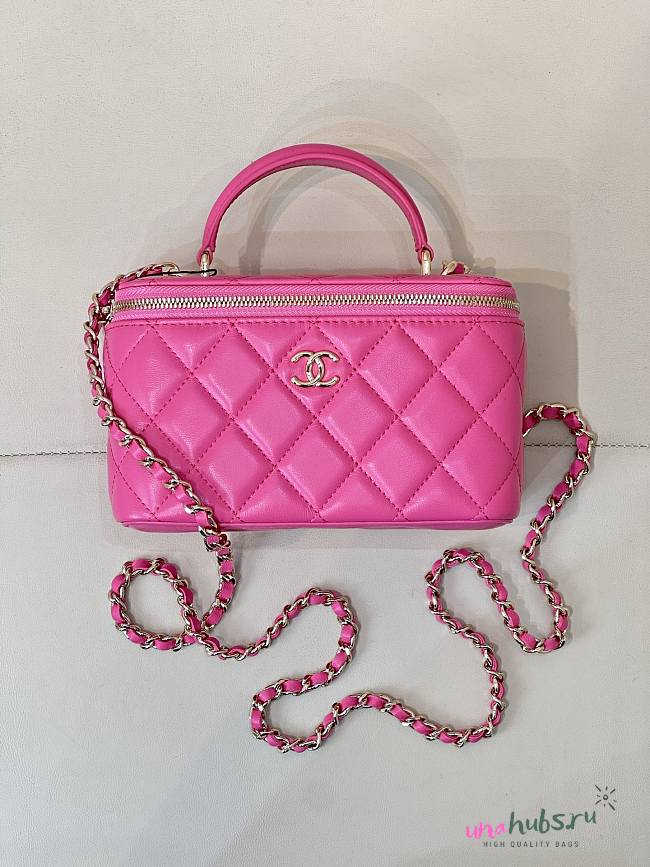 Chanel Vanity In Dark Pink Lambskin Handle - 9.5x17x8cm - 1