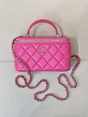 Chanel Vanity In Dark Pink Lambskin Handle - 9.5x17x8cm - 1