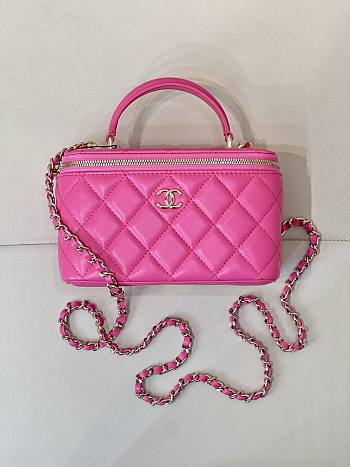 Chanel Vanity In Dark Pink Lambskin Handle - 9.5x17x8cm