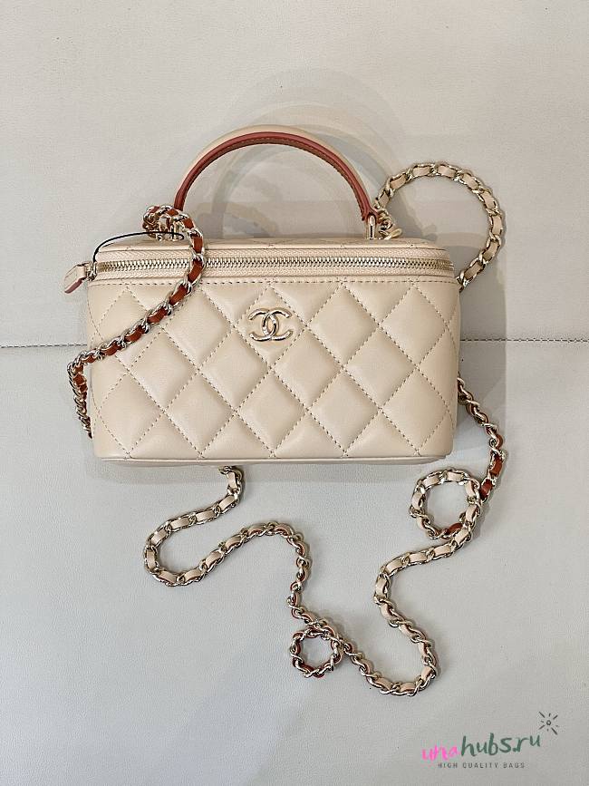 	 Chanel Vanity In Dark Beige Lambskin Handle - 9.5x17x8cm - 1
