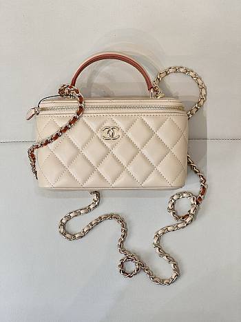 	 Chanel Vanity In Dark Beige Lambskin Handle - 9.5x17x8cm